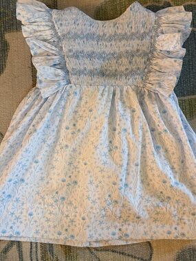 Smocked Floral Ruffle Dress for Girls in Light Blue